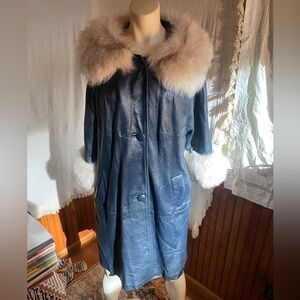Vintage Leather & Fox Fur Coat
